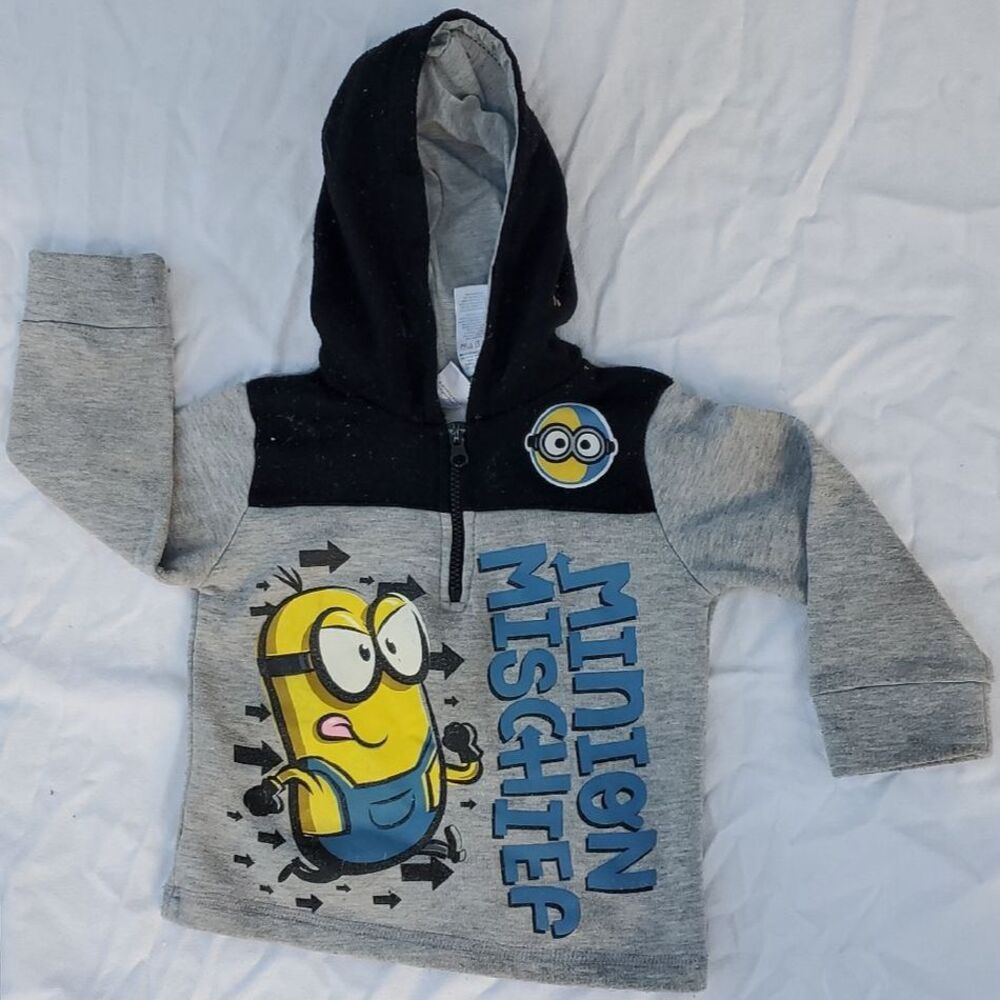 3T Minion Mischief Toddler Hoodie - Black and Gray